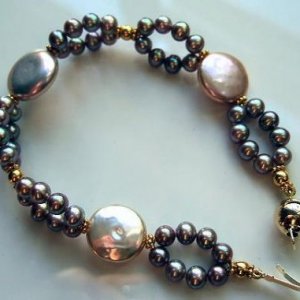 Purple Lavender Freshwater Pearls With Golden Peach Coin Pearls