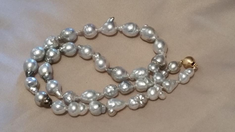 Very freeform baroque Tahitian pearls sharp silver luster