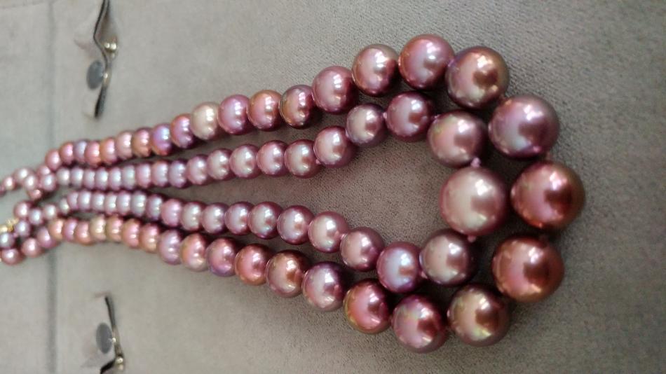 dark lavender beaded edison pearl necklaces