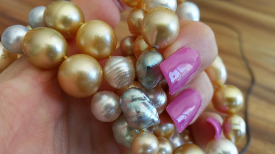 Harvest strand of golden South Sea pearls