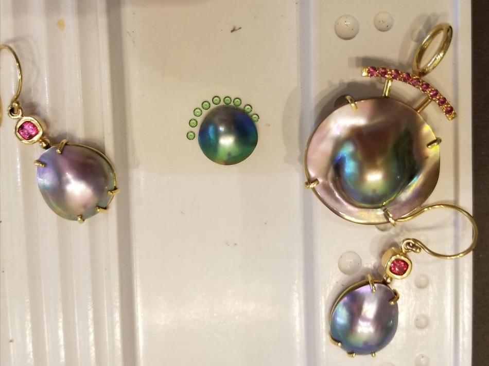 new ring pearl alongside my Sea of Cortez mabe earrings and pendant