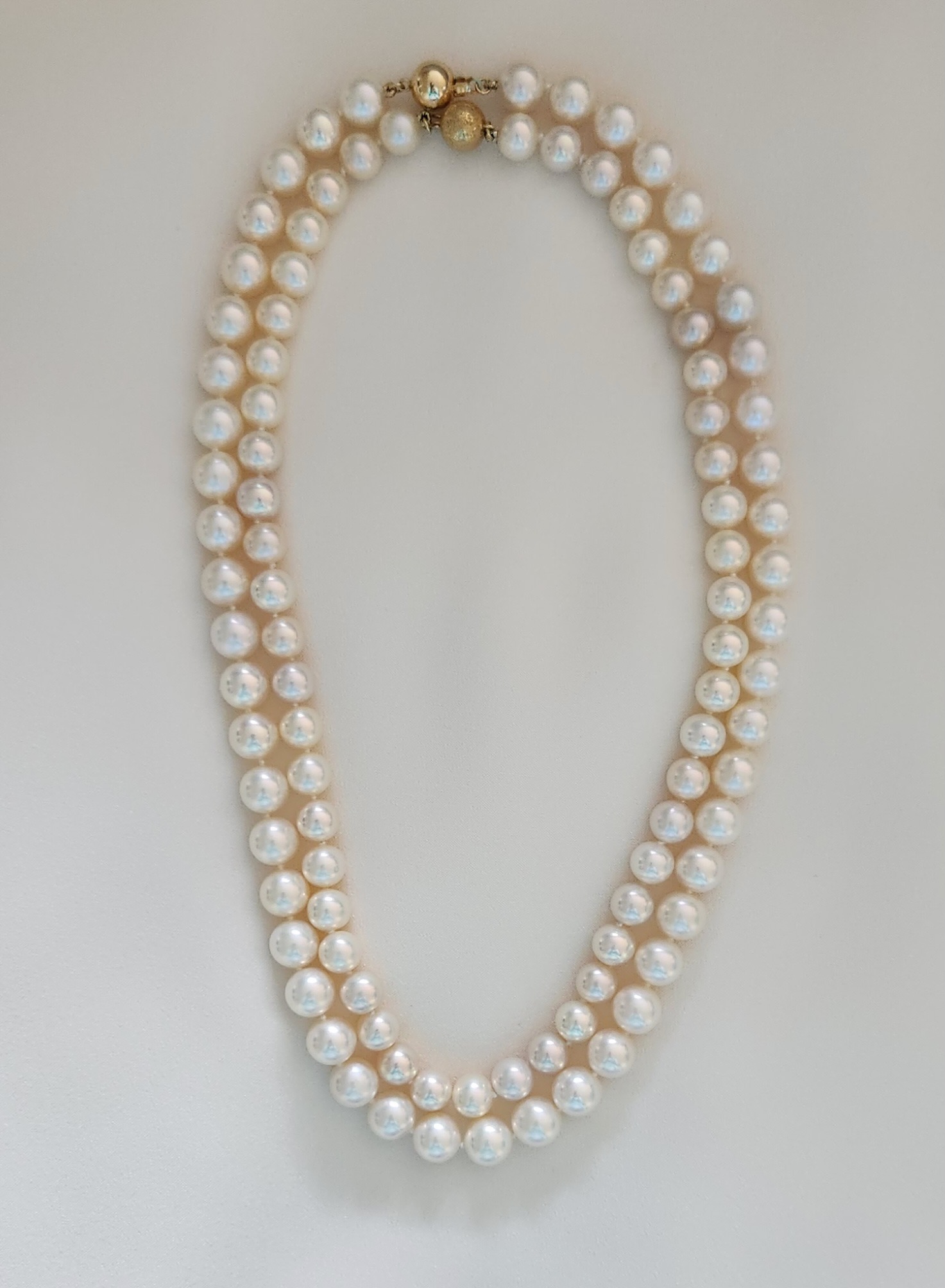Two row pearl necklace layout