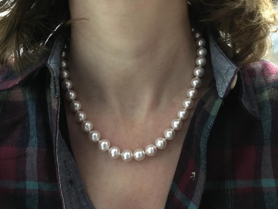 Wearing PP Baroque akoya pearl strand