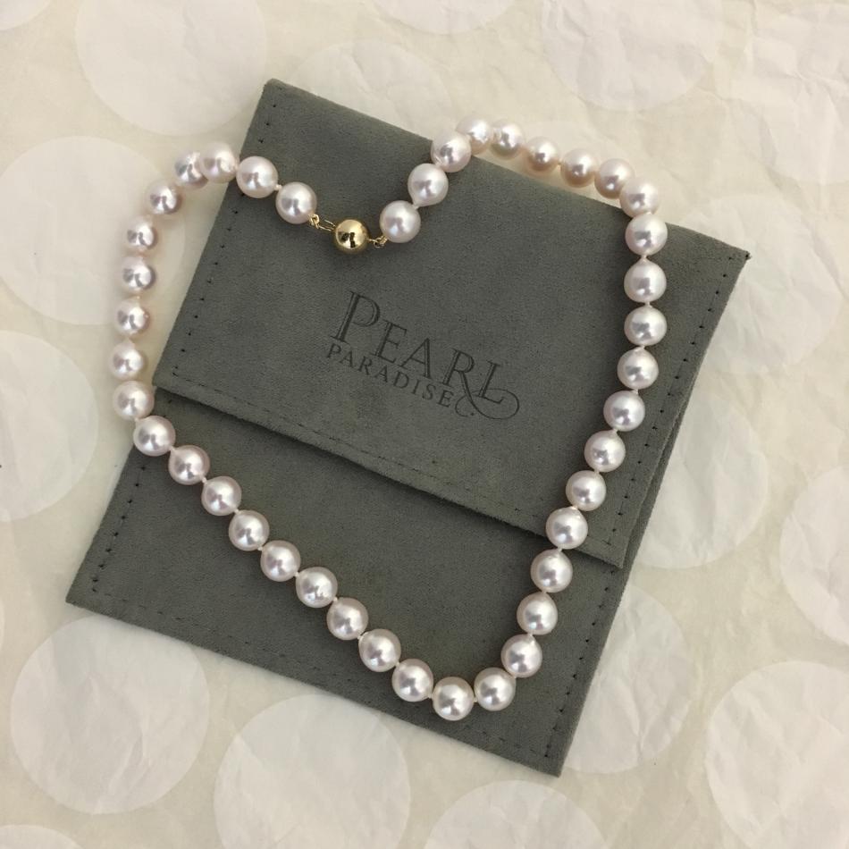 Beautiful strand of white baroque akoya pearls