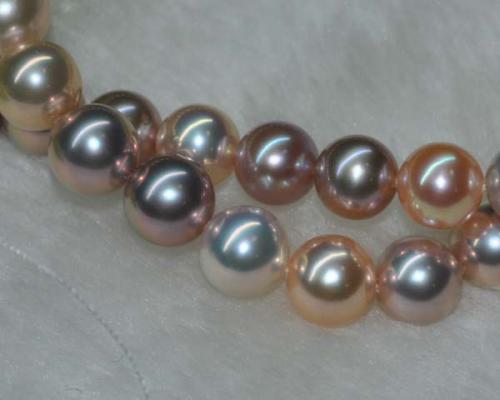 colorful metallic freshwater pearls 9-10 mm multicolor