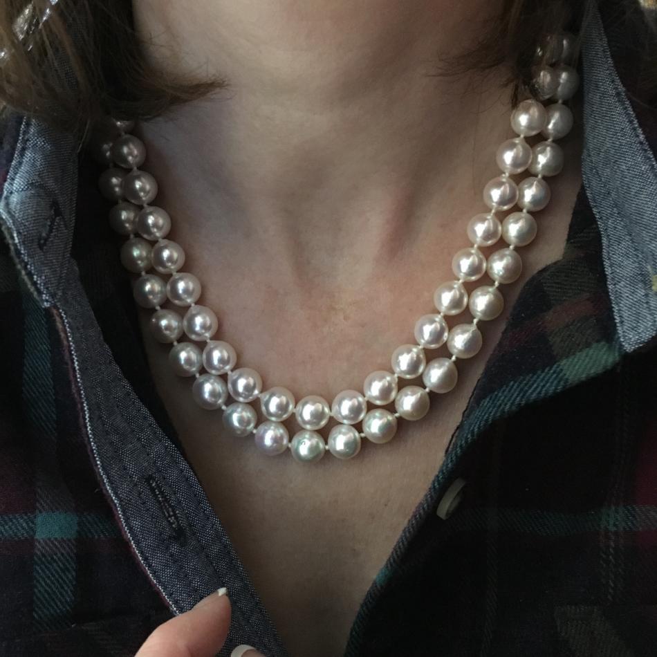 Pearl Paradise baroque akoya strands worn together