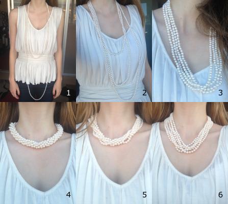 Different ways to wear a 100-inch rope of pearls