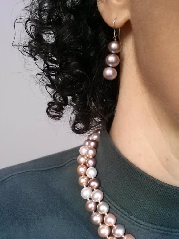 Triple graduated pearl earrings