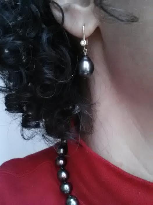 Tahitian and diamond earrings