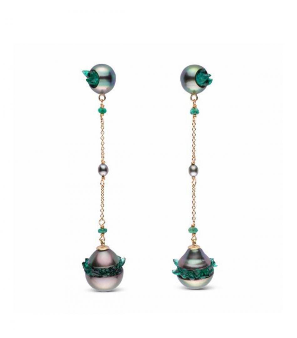 little h Tahitian pearl and emerald earrings
