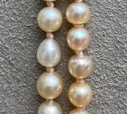 Freshwater pearl in a natural saltwater strand.jpg