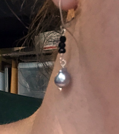 2 leftover little BBA pearls so I made little earrings, with sterling silver findings and black spinel beads