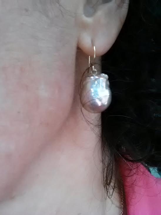 Golden metallic souffle earrings Pearl Paradise