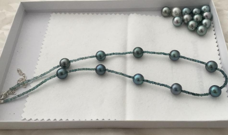 mix pearls and blue tourmaline beads
