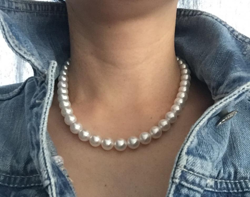 High luster white south sea pearl strand