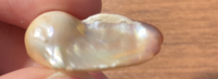 fireball freshwater pearl exhibiting chalky spot