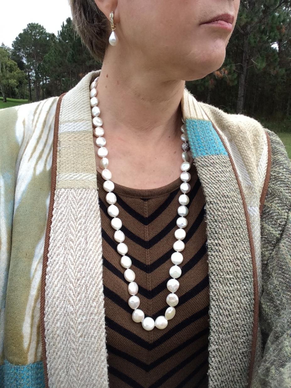 coin pearls got jealous of my rounds, so I let them play with my Kojima teardrops and a handwoven coat