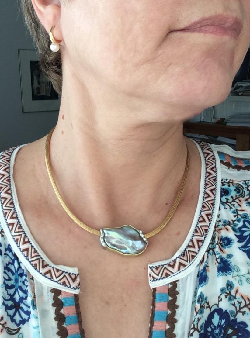 The Swan and my yellow gold Mikimoto huggies