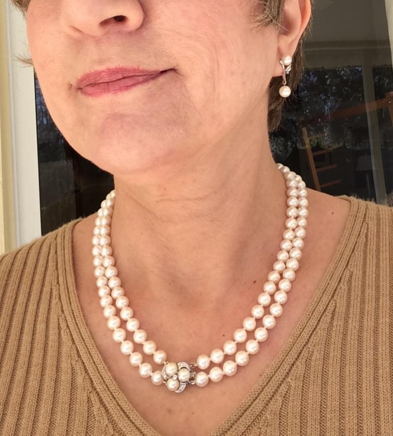 wearing Nana's pearls