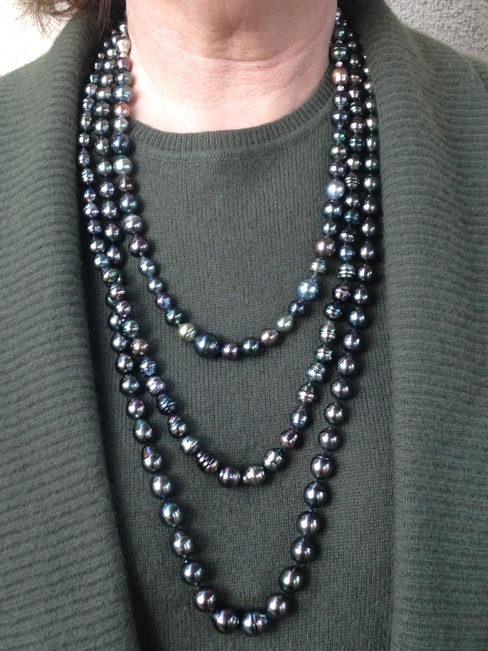 Triple strand Tahitian baroque pearls
