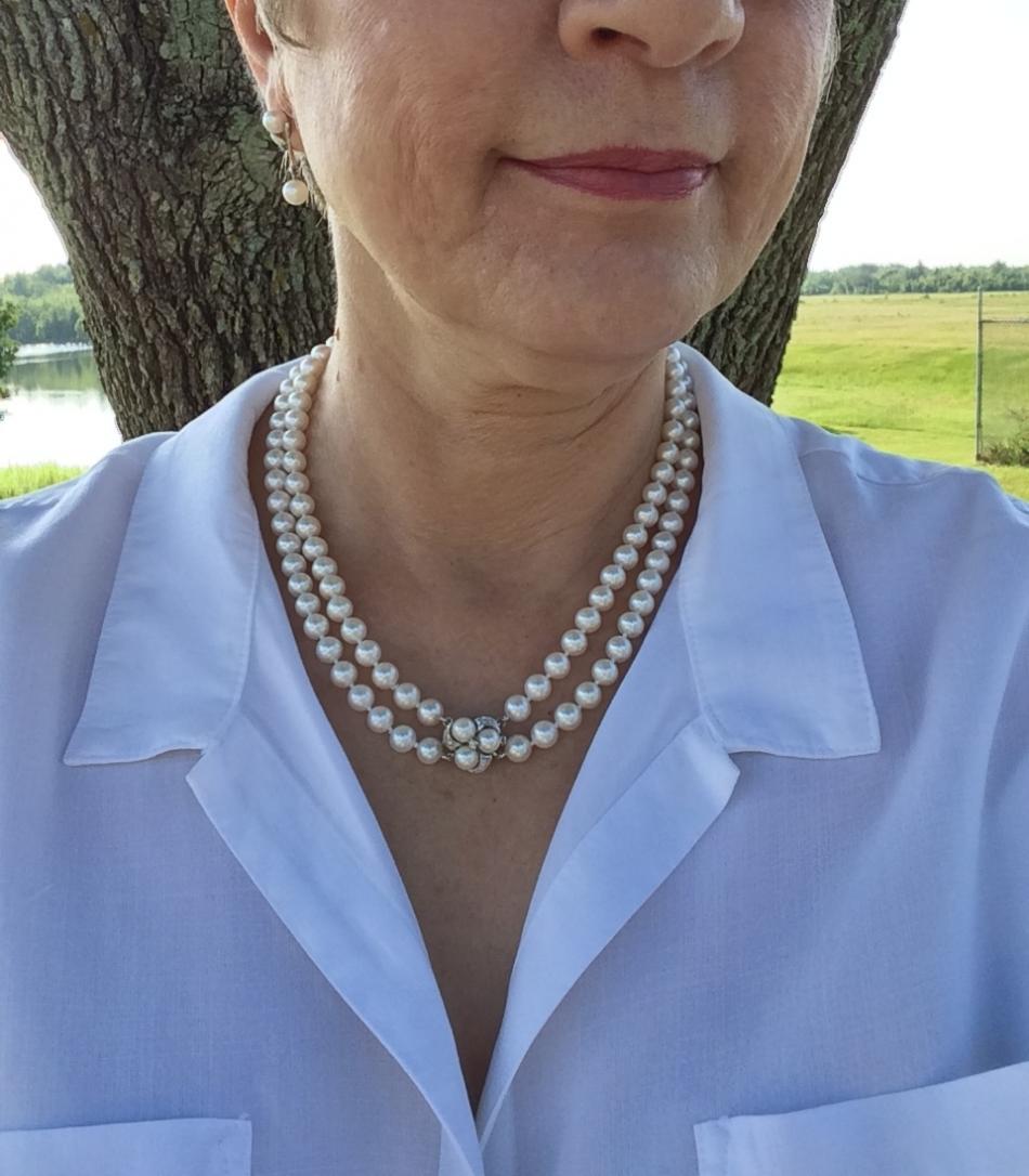Nana's pearl necklace and earrings