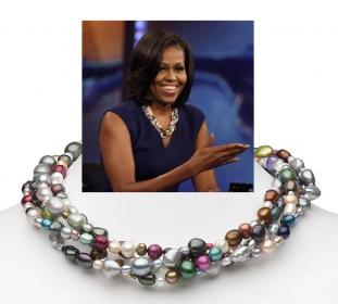 Michelle Obama wearing pearl torsade by Hisano Shepherd Pearl Paradise