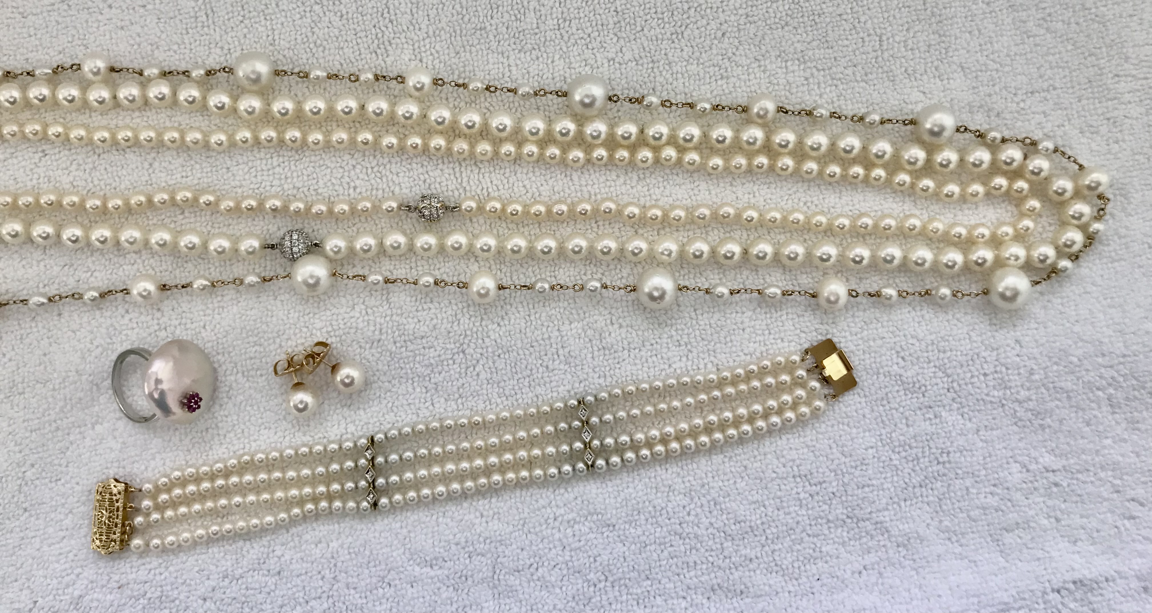 All the pearls together laid out
