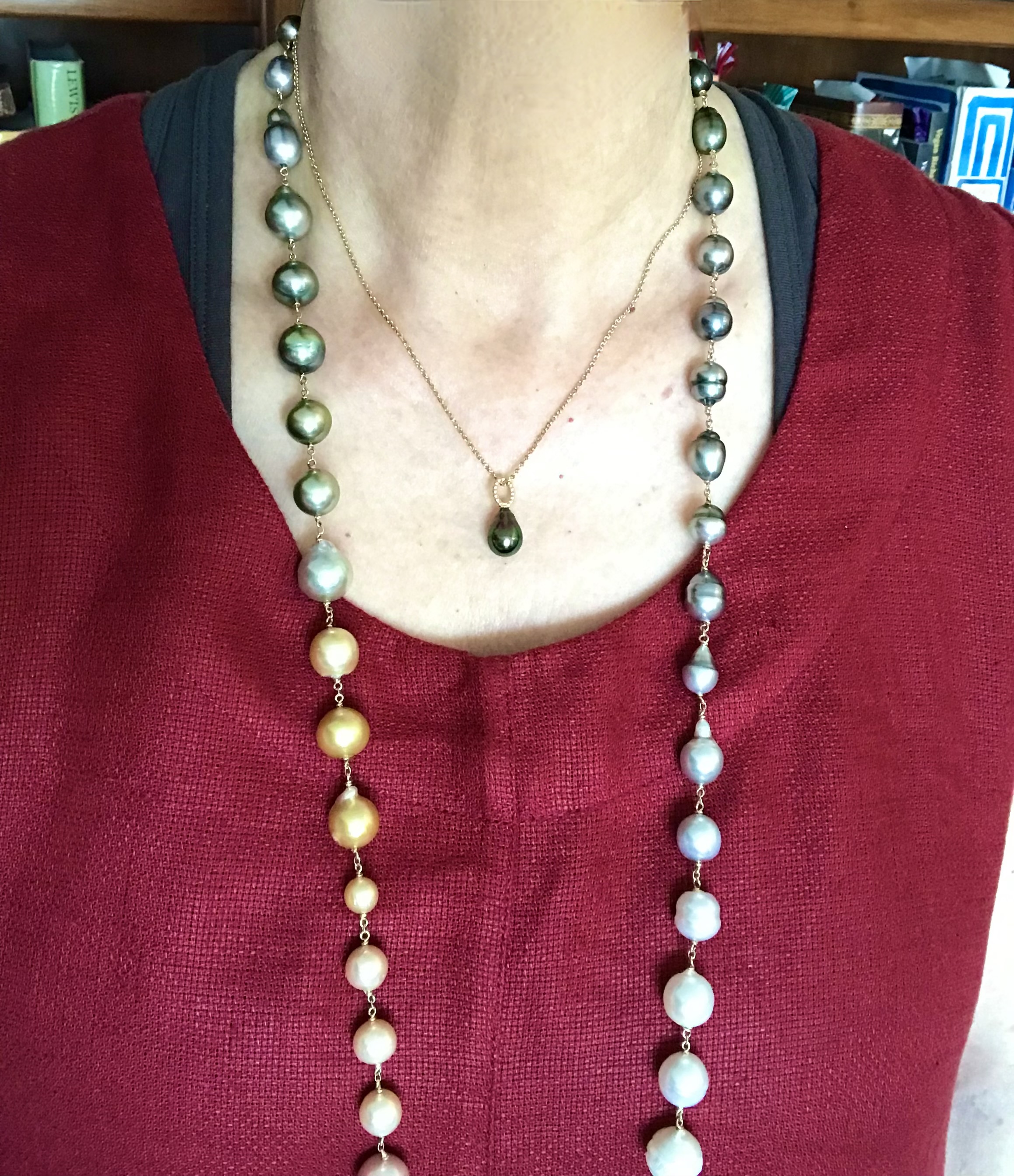  long ombre' tin-cup from Kojima, Worn with my new La Petite Perlagrina and Bali drop earrings from Kamoka