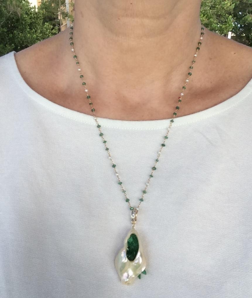 little h emerald and soufflé pearl enhancer
