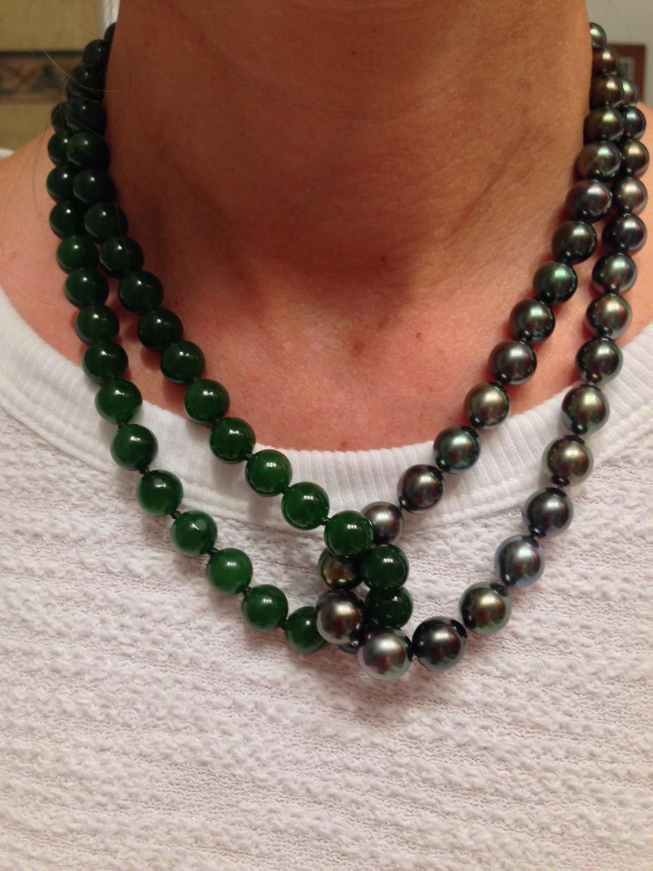 Canadian nephrite jade beads with Tahitians