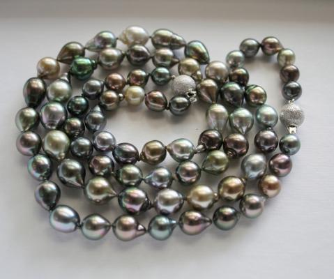 Two strands of multicolor Tahitians from Pearl Paradise