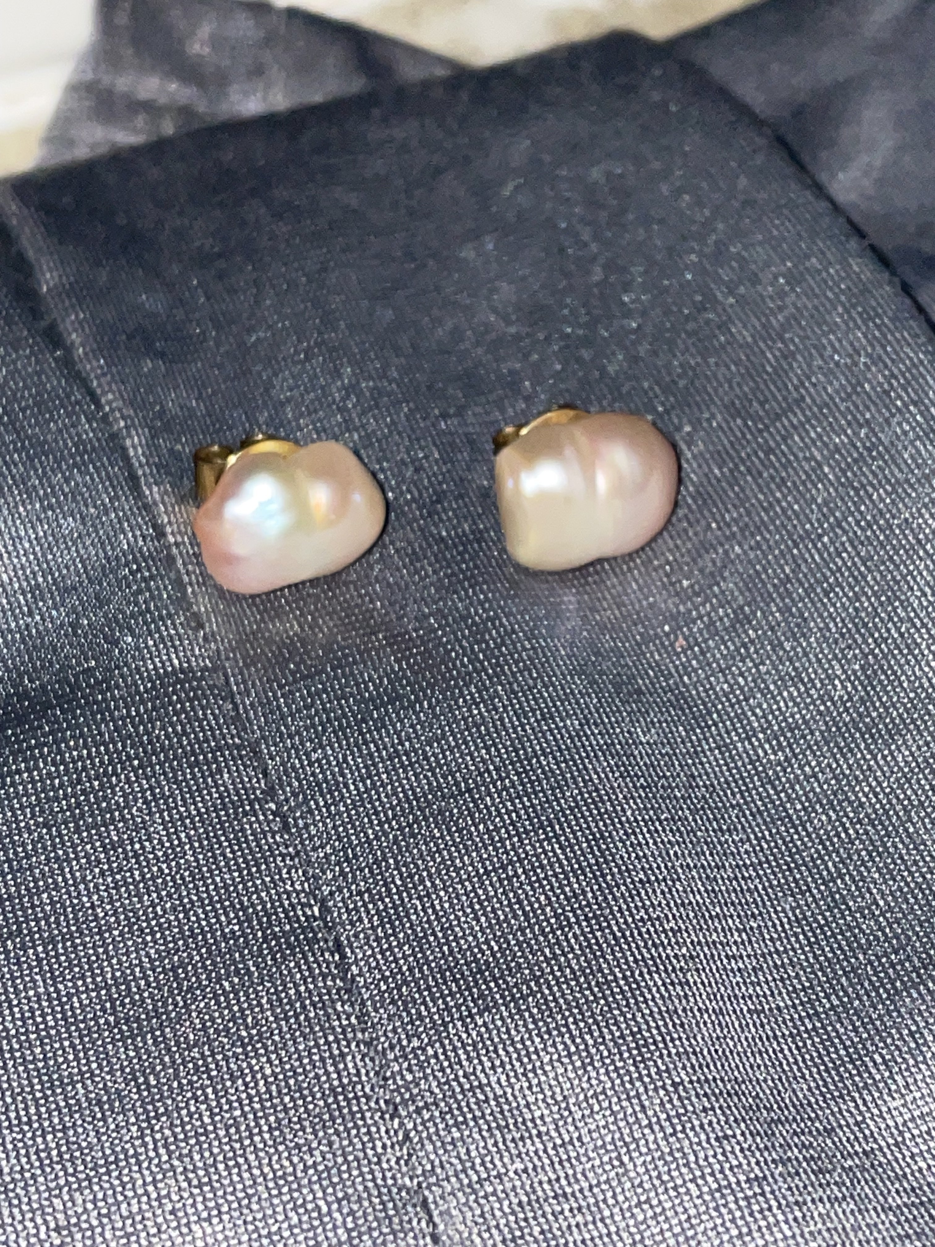 baroque pearl earring stud pair