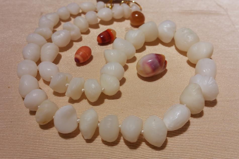 Kojima: Tridacna gigas natural pearl necklace