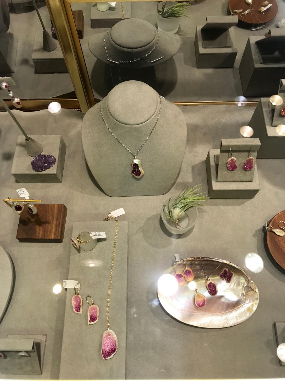 pink ruby and sapphire little h geodes