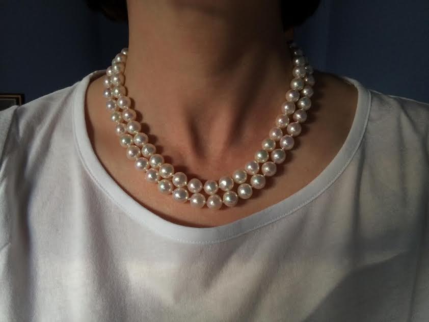 two strands of white baroque akoya from pearl paradise