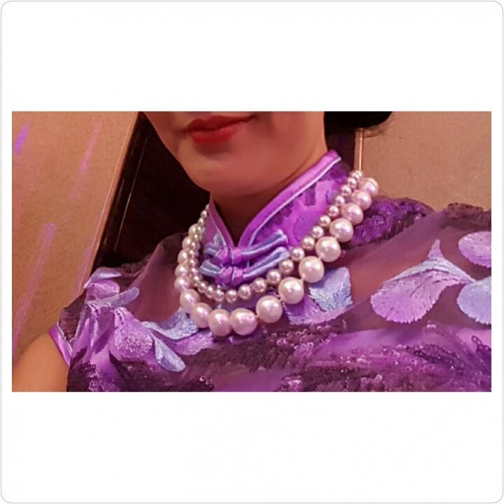 white edison and silver akoya on my cheongsam