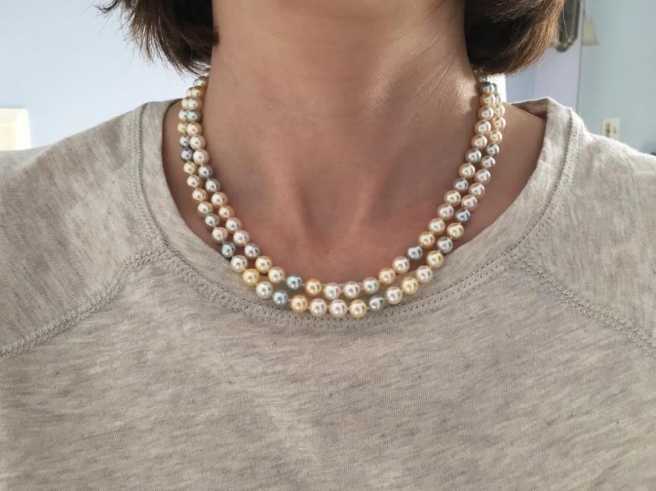 double strand of multicolor akoya from Pearl Paradise