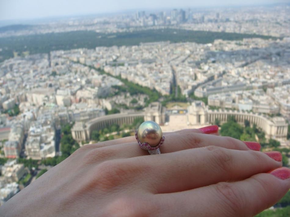 became a promise ring, given to Hisano at the top of the Eiffel Tower in Paris, France