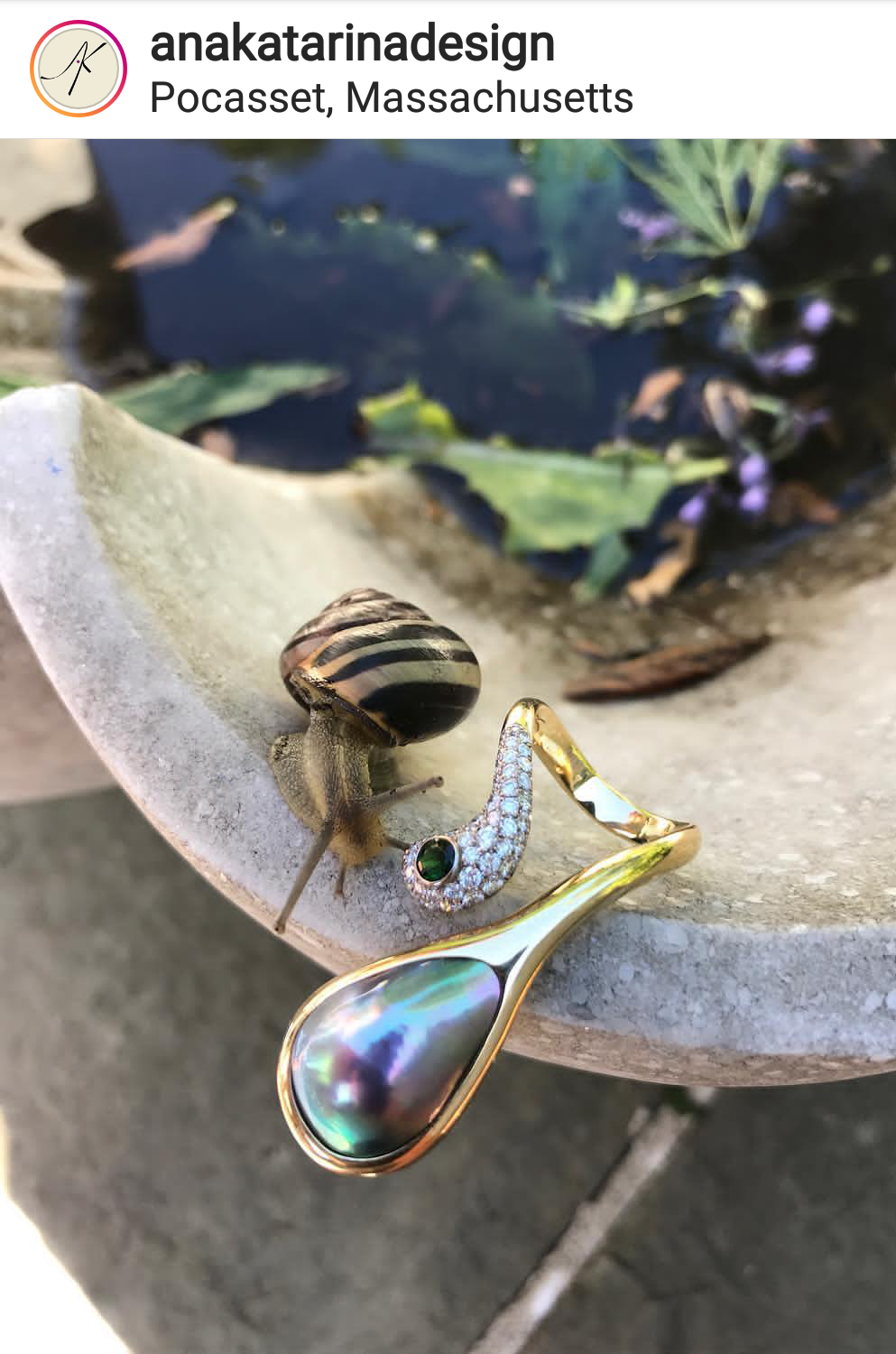 Gem grade “Cortez Mabe” pearl set in a unique ring design by Ana Katarina Design