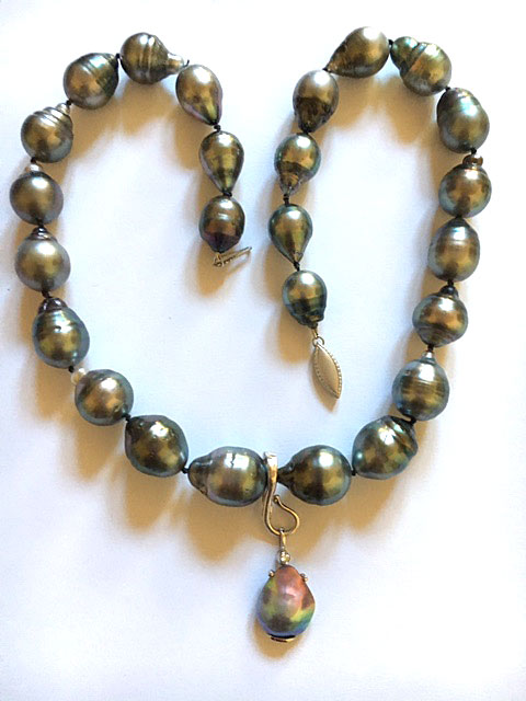  Tahitians are one of my go to strands. They are baroque about 11-14mm from The Pearl Oasis