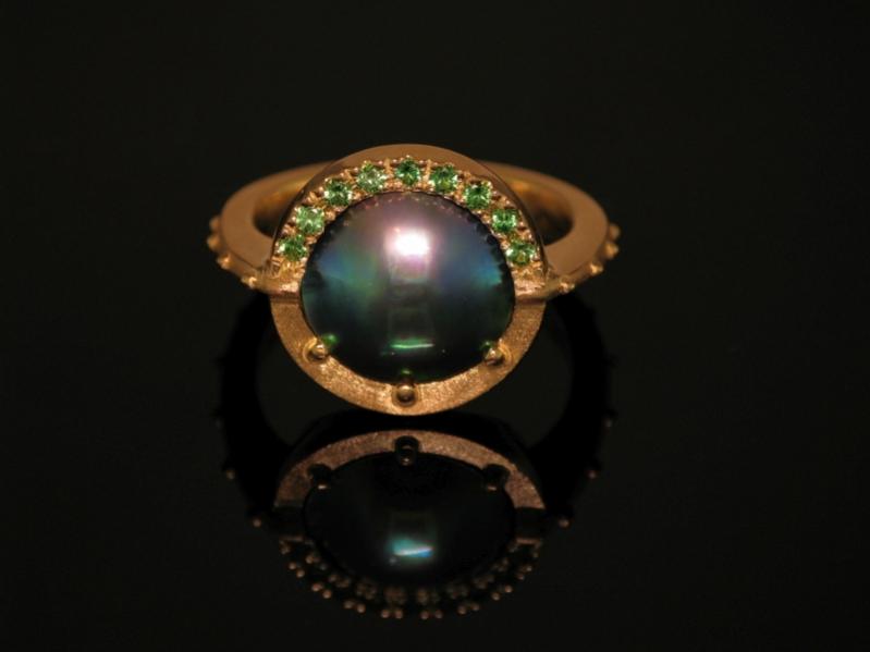 Sea of Cortez Mabe Ring glamour shot from T Lee Custom Designer Jewelry