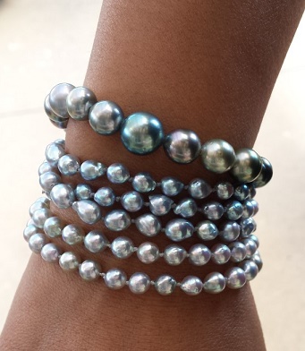 Layers of pearls on wrist