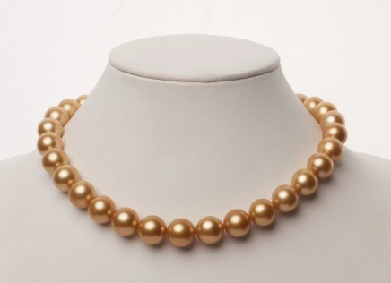 A well-matched Golden South Seas pearl necklace