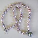 Freshwater keshis, silver beads, Tahitian