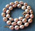 Large Peach Baroque Freswater Pearls With 14 Carat Gold Accent Beads