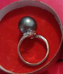 1. Black southsea pearl, ring size 8, set in silver