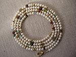 4mm freshwater off-round pearls with amethyst, peridot, gold, garnet, aquamarine, ruby and Peruvian 