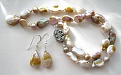 20" FW baroque coin natural colors necklace with matching earrings