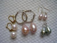 lavender drops, freshadama dangles, TPO dainty earrings, aqua drop Tahitians (PP)