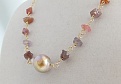 Mauve pondslime pearl and raw spinel necklace